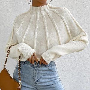 Beige Womens Batwing Sleeve Sweater
